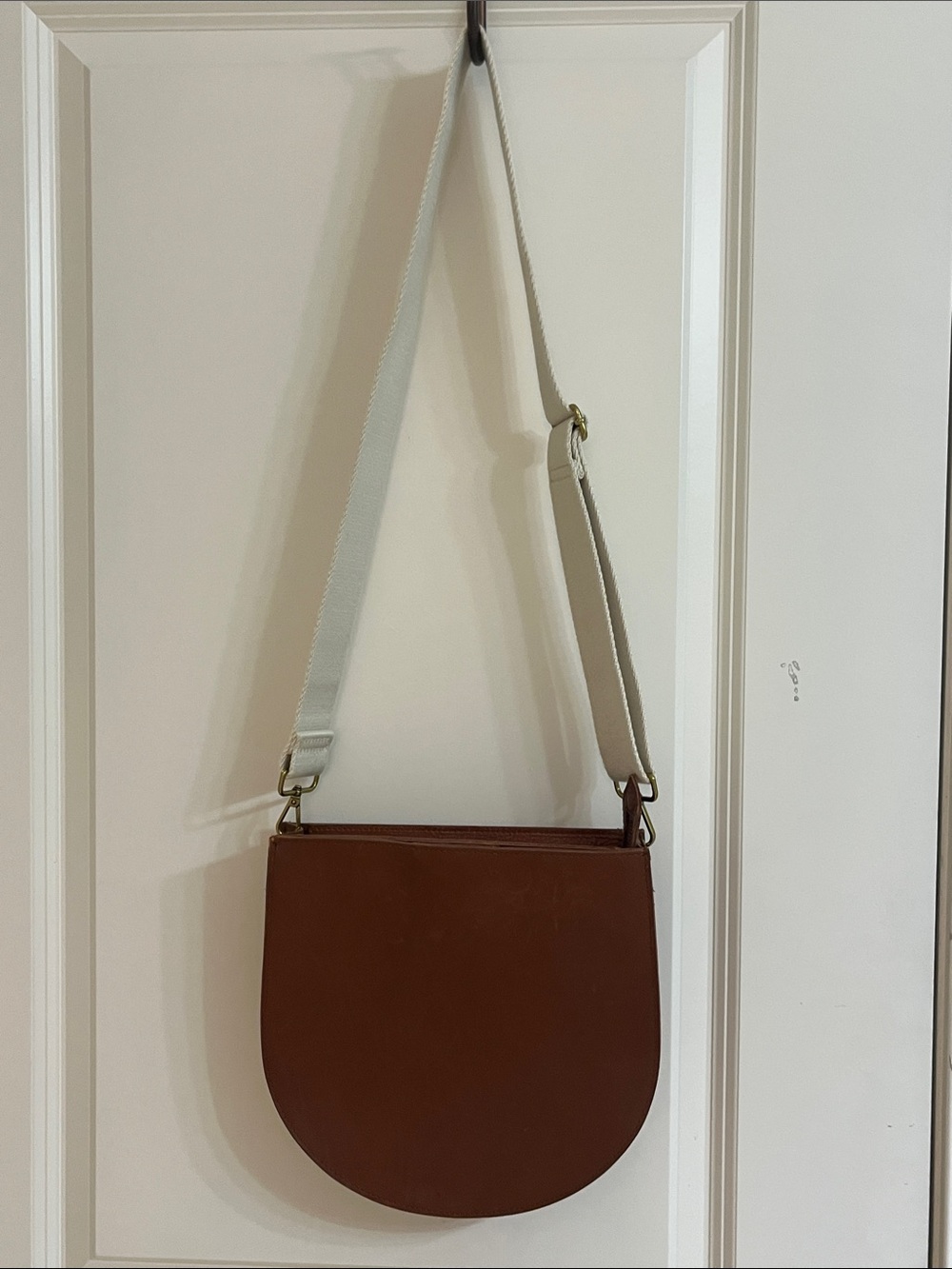 Madewell Brown Leather Crossbody Bag with Cream Strap